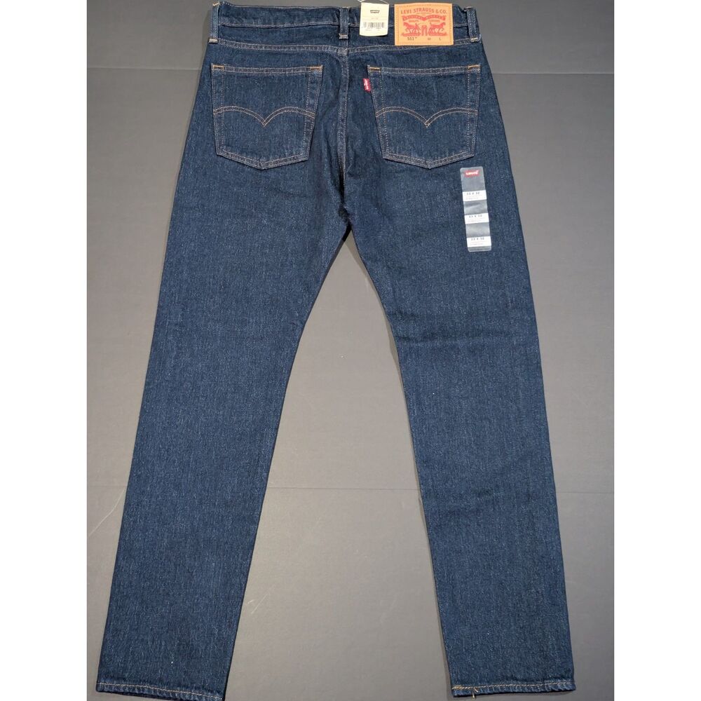 Levi's Men's 511 Slim Fit Dark Indigo Blue Rinse Stretch Jeans 33W x 32L NWT